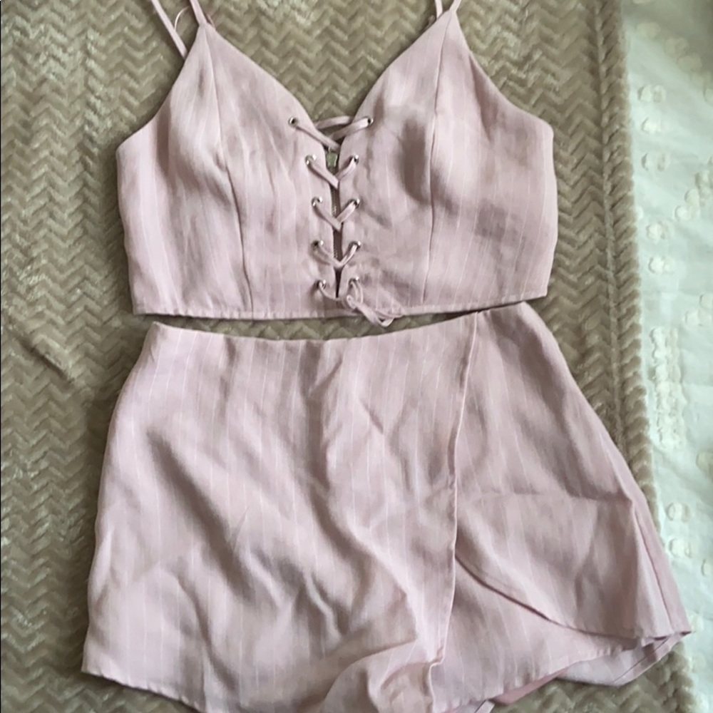 Pink Two-piece Skort Set